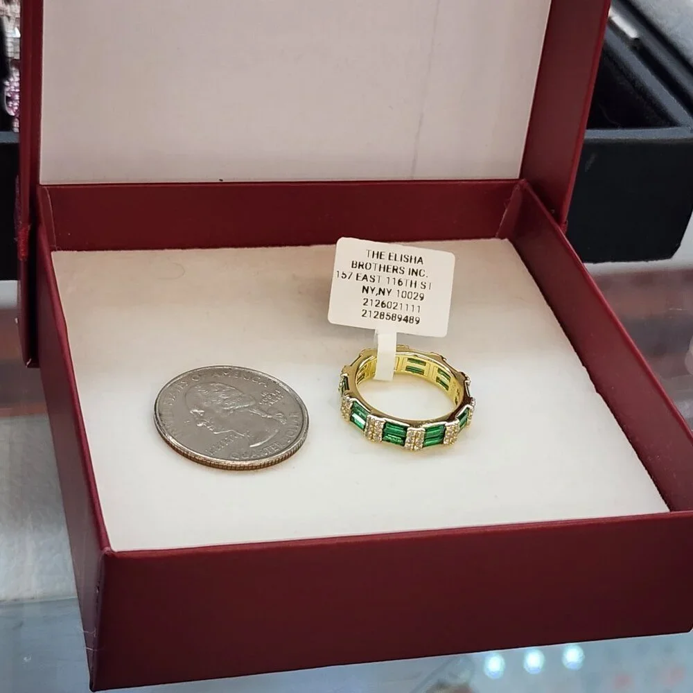 Baguette Style Double Eternity Ring in Sterling Silver 925 Elegant Stacking Band - Picture 2 of 6